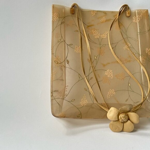 CHANEL VINTAGE CLEAR PVC FLORAL TOTE BAG - Picture 4 of 15